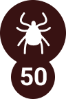 silhouette of generic tick with the number fifty to denote the number of non-deer tick species included